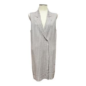 Calligraphie Anthropologie Longline Sweater Vest Beige White Stripe Large